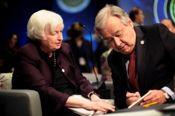 Antonio Guterres y Janet Yellen