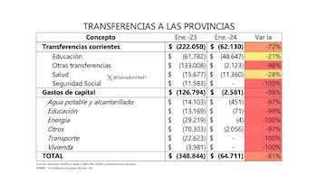 Severo recorte de los giros