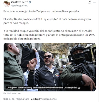 Petro sostuvo que a lo largo de sus cuatro años al mando del país redujo los indicadores de pobreza - crédito @petrogustavo/X