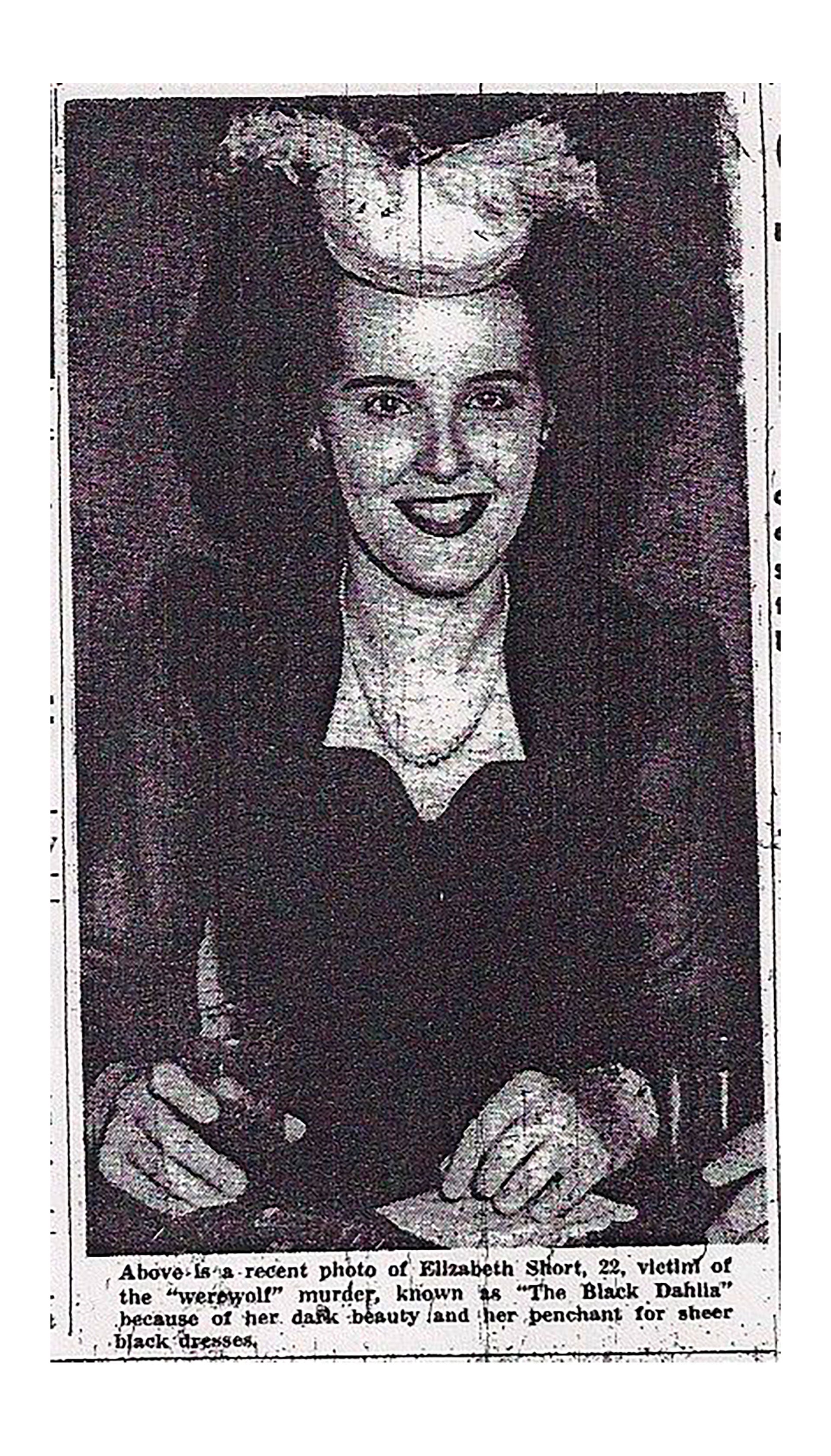 Recorte de diario sobre la muerte de Elizabeth Short