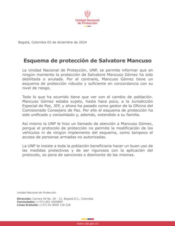 Comunicado de la UNP en