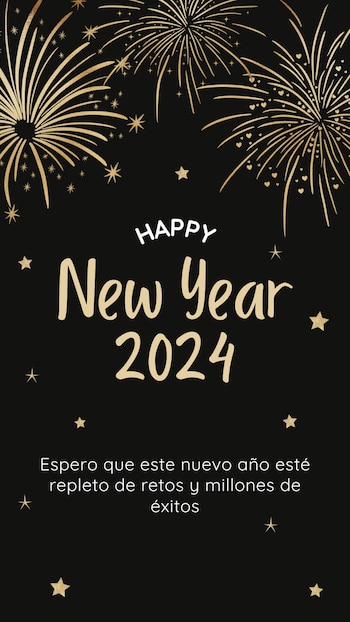 Postales de Año Nuevo 2024 para compartir por WhatsApp, Facebook, Twitter e Instagra | Canva/Pinterest/Google