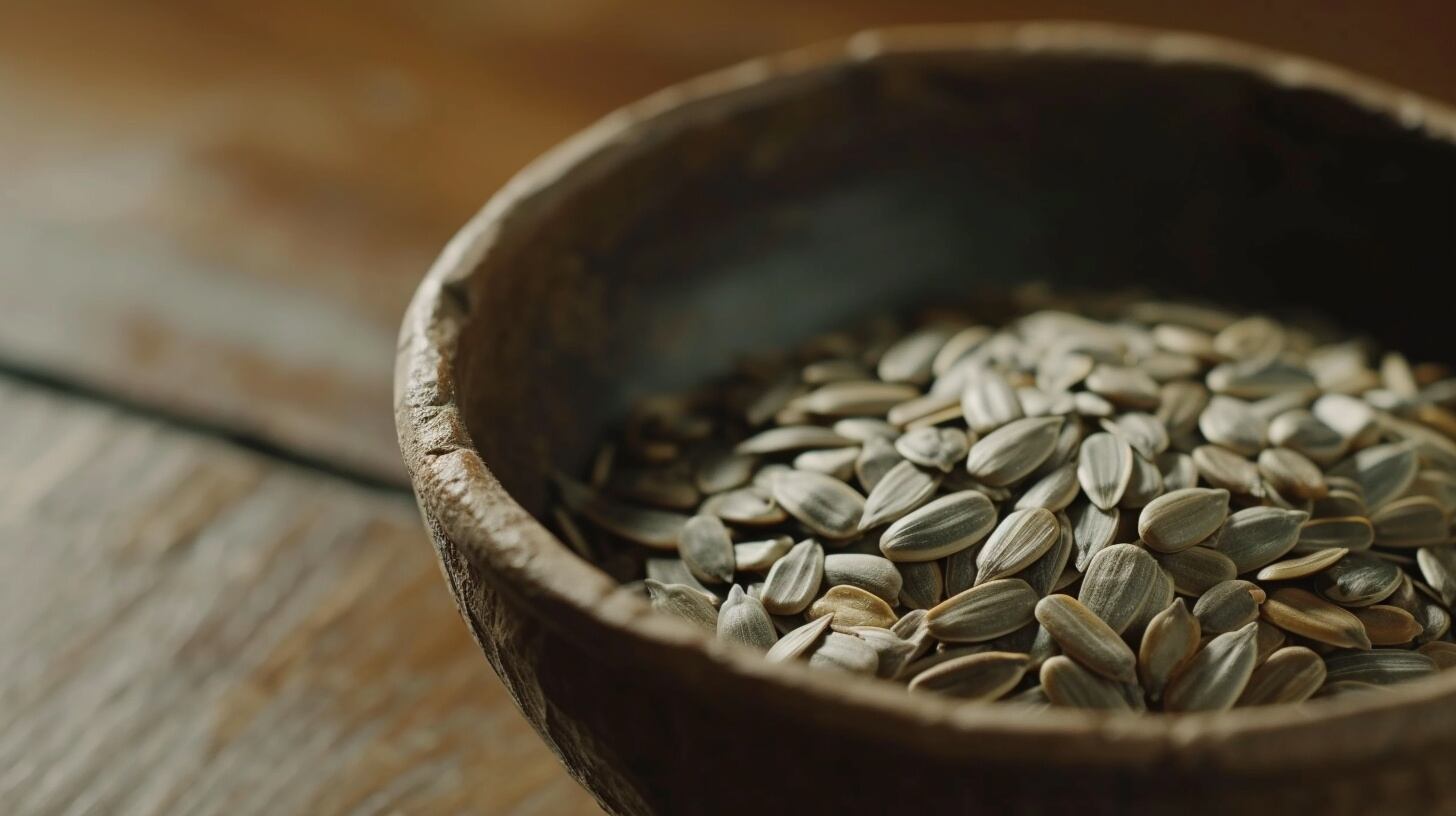 Un puñado de semillas de girasol reposa sobre una mesa de madera iluminada por la luz del sol (Imagen Ilustrativa Infobae).