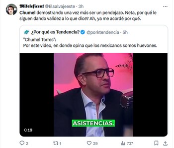 Chumel Torres comentario foto: Captura X