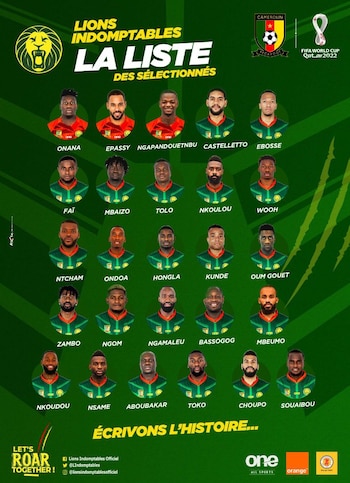 Los 26 convocados por Camerún