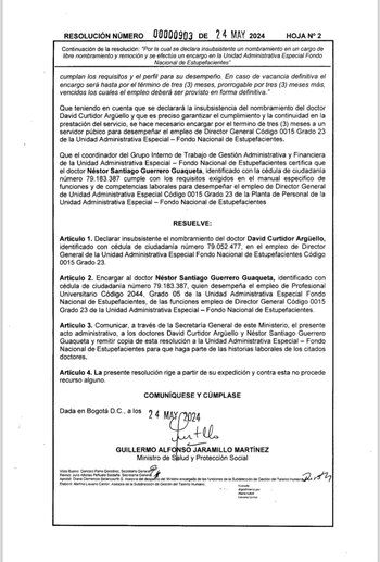 El Ministerio de Salud declaró