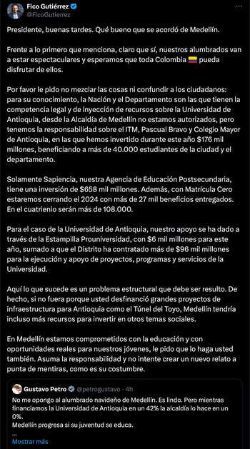 Federico Gutiérrez se despachó contra