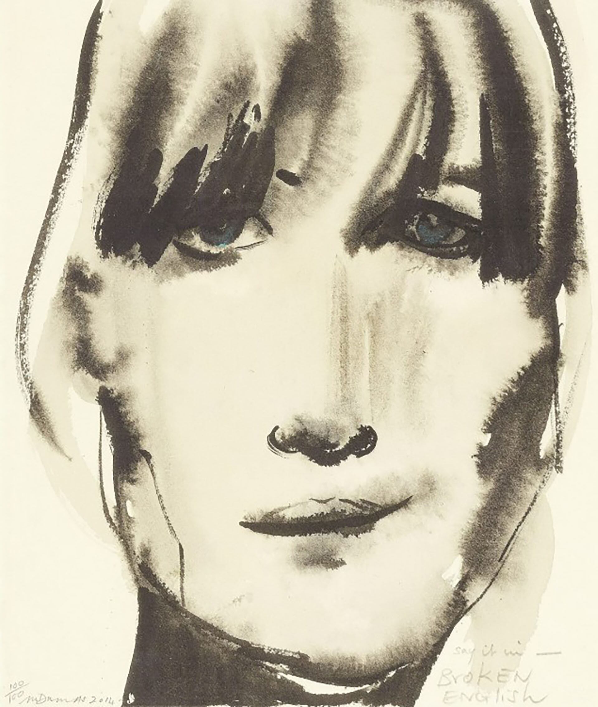 Retrato sin título de Marianne Faithfull realizado por Marlene Dumas (2014)