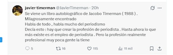 Javier Timerman tuitea sobre el