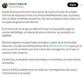 Carlos Fernando Galán aseguró que