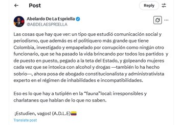 Abelardo De La Espriella arremetió