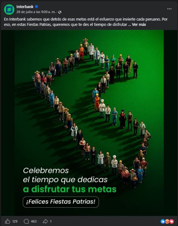 La última publicación de Interbank gana muchos más comentarios que likes. - Crédito Captura de Facebook