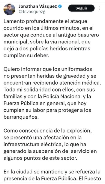 Declaraciones de Jonathan Vásquez, alcalde
