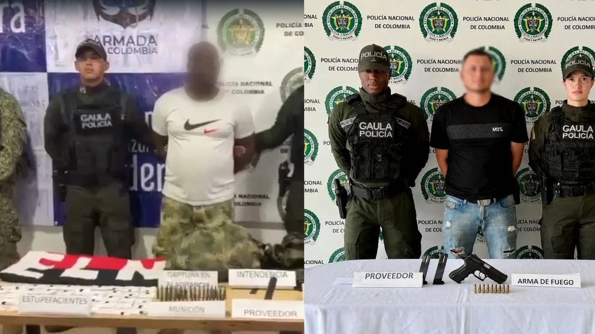‘El Crespo’ y ‘Sinisterra’ fueron capturados en Restrepo y Buenaventura por su presunta relación con estructuras armadas ilegales. - crédito Policía Valle de Cauca (La FM)
