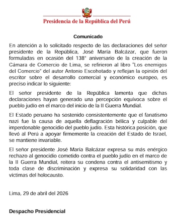 Comunciado de Despacho Presidencial