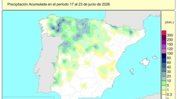 España registra 607 l/m2 de lluvias acumuladas desde el 1 de octubre, un 11% por encima de lo normal