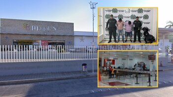 Dos hombres que iban a consignar el dinero producto de sus actividades comerciales fueron las víctimas del millonario hurto que se presentó dentro del centro comercial Mayales, en Valledupar, Cesar - crédito Google Maps, Fiscalía y Lagazzetta Valledupar/Facebook