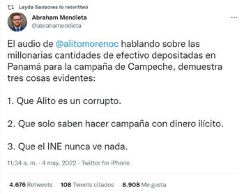 Mendieta contra Alito Moreno por supuesta guerra sucia