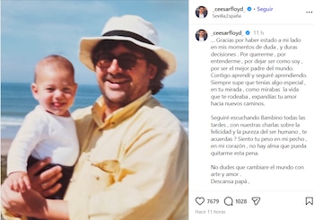 El actor César Vicente confirmó este viernes la muerte de su padre, César Vicente Sanz, en el accidente ferroviario de Urda, Toledo (@_ceesarfloyd_)