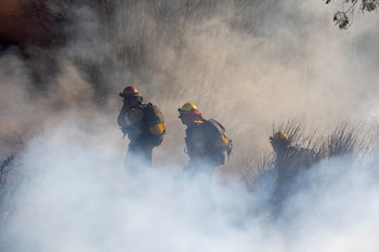 Ascendió a seis el número de muertos por los devastadores incendios que han azotado en los últimos días el condado de Los Ángeles. (REUTERS/Ringo Chiu)