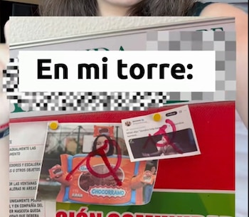 Sanabria denunció que aparecieron imágenes alusivas a ella en la cartelera de la torre donde reside - crédito @SoyJerome__/X