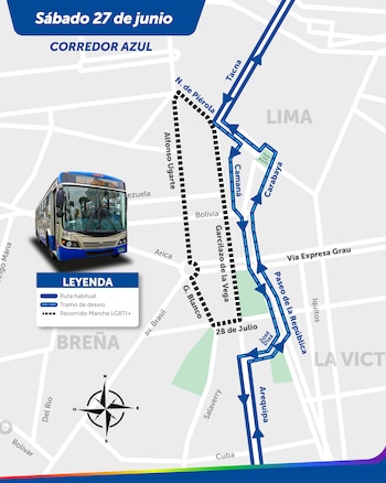 Desvío del Corredor Azul.