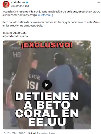 Caricaturista Matador alertó sobre detención de Beto Coral y cuestionó influencia conservadora - crédito @Matador000/X
