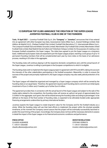 El comunicado de la Juventus