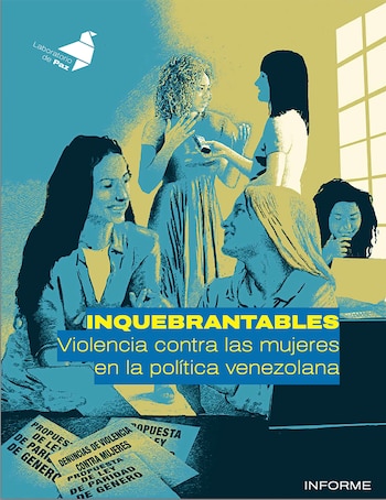 Portada en azul y amarillo con ilustraciones de varias mujeres, documentos sobre paridad de género y el título Inquebrantables