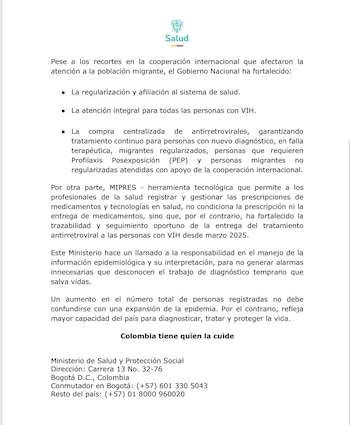 El Ministerio de Salud y