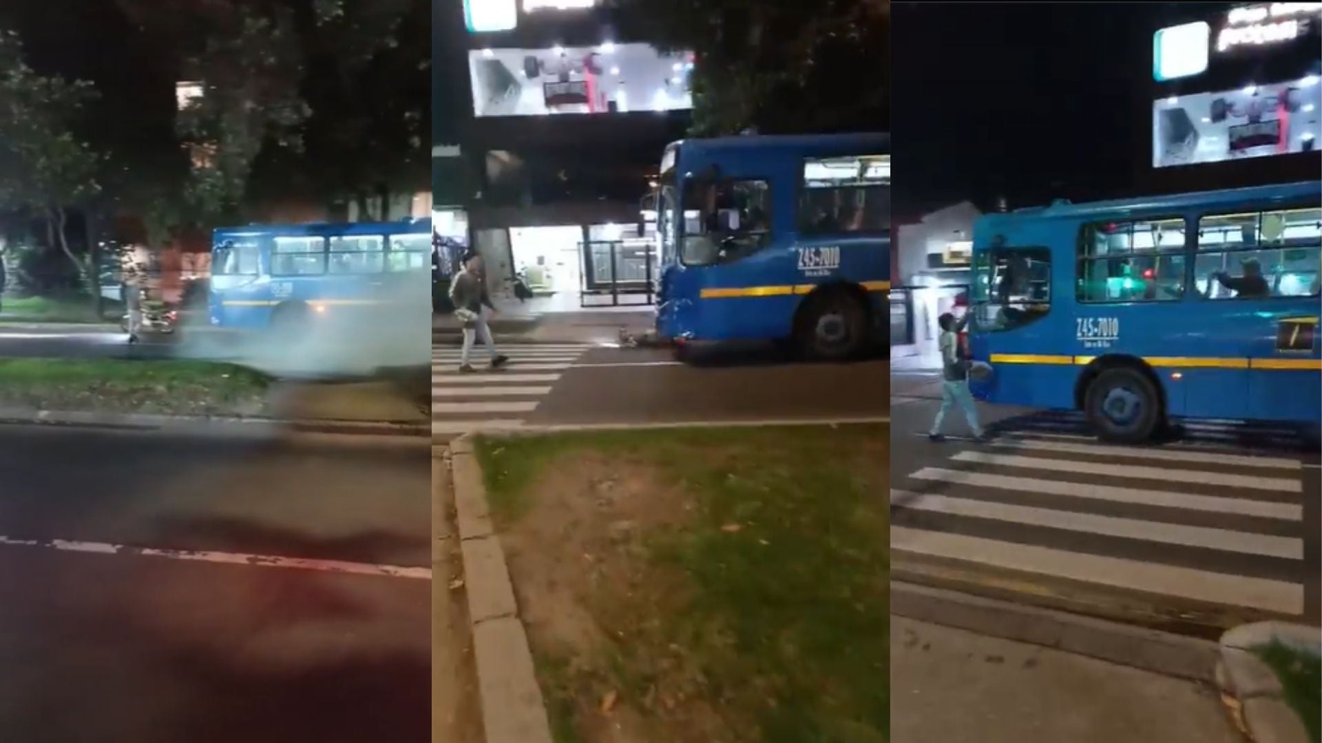 El incidente registrado en Bulevar Niza muestra el momento en que un bus del SITP colisiona con la motocicleta. - crédito captura de video