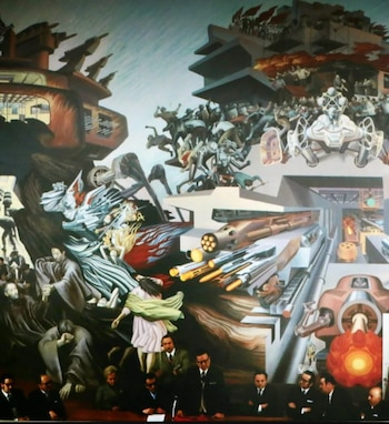 Julio Escámez, Principio y fin (1972), en la Municipalidad de Chile. Foto Consejo de Monumentos Nacionales de Chile (1)