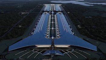 Representación de una megainstalación industrial de Tesla o Space X