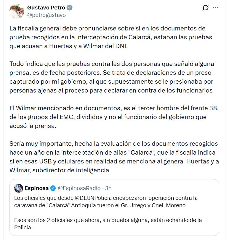 El presidente instó a la Fiscalía para revelar si los funcionarios corresponden a las interceptaciones a las comunicaciones de