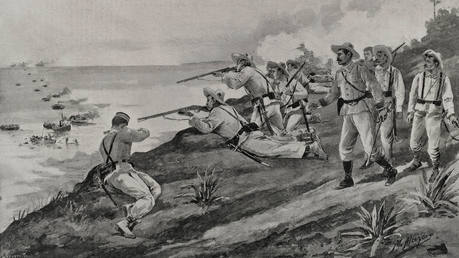 En la guerra de Estados Unidos y España por Cuba, los jefes militares se preocuparon por los soldados víctimas de la fiebre amarilla (Ilustración de M. Alcazar. La Ilustracion Espanola y Americana, 1898. Cienfuegos Cuba Copyright: xKenaxImagesx 353-37894 (Grosby)