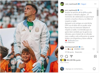 Publicación de Emiliano 'Dibu' Martínez