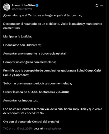 Álvaro Uribe respondió desde su