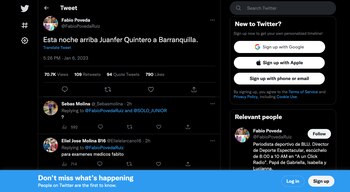 Llegada de Juan Fernando Quintero