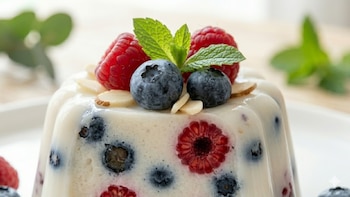 gelatina de almebdra y arándanos