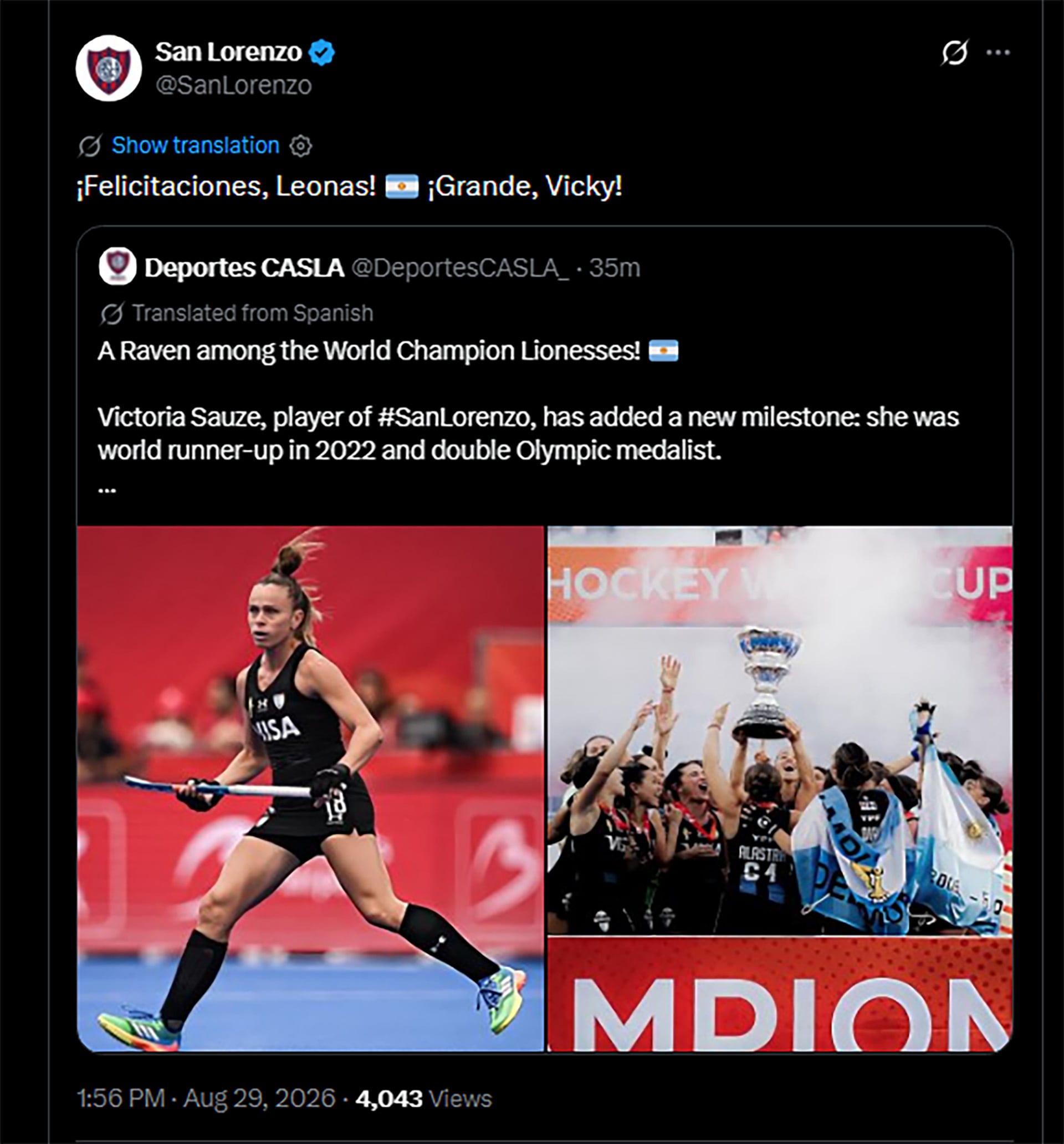 El mensaje de la cuenta oficial de San Lorenzo