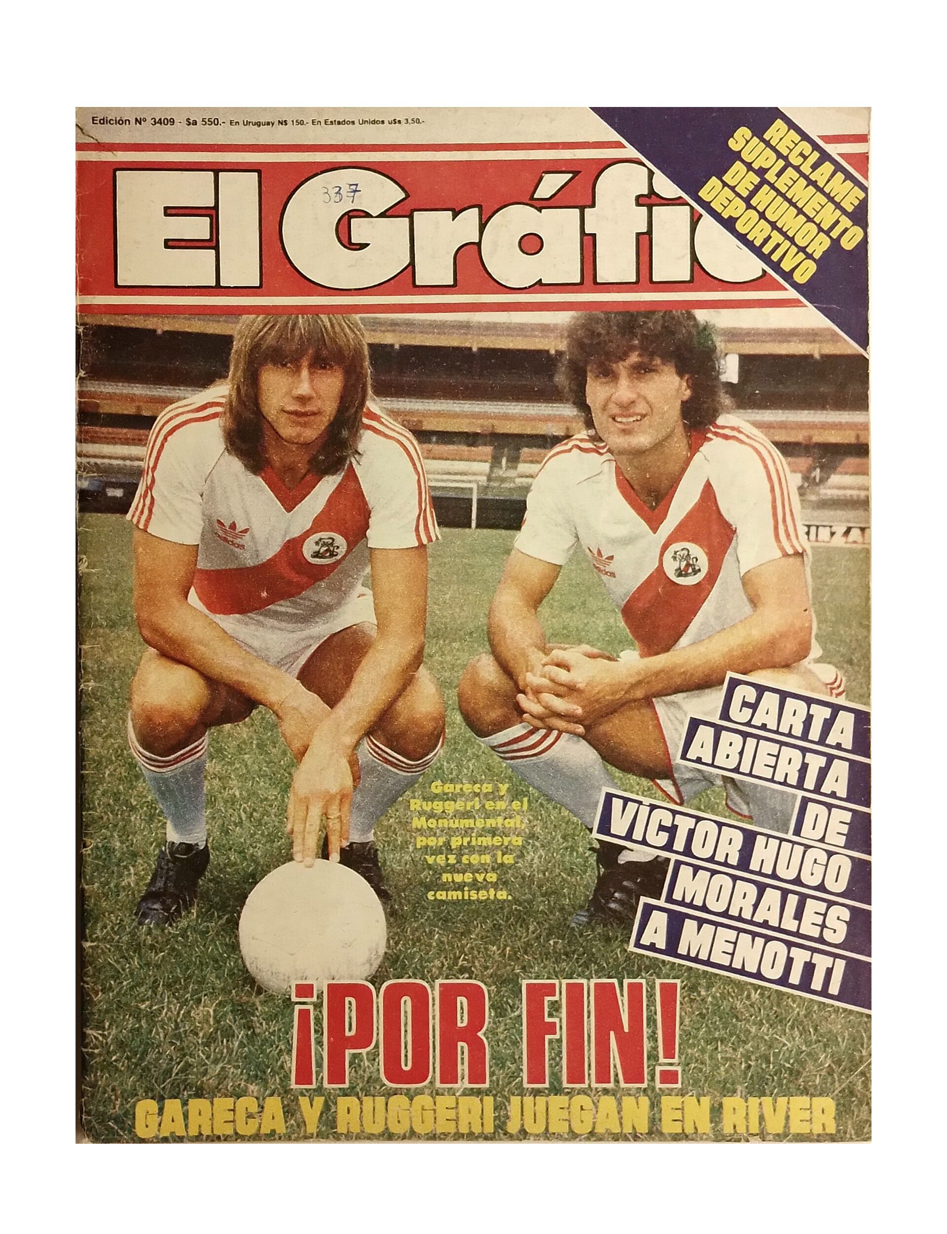 La tapa de El Gráfico, donde apareció por primera vez la camiseta de River con el leoncito que dibujó Caloi