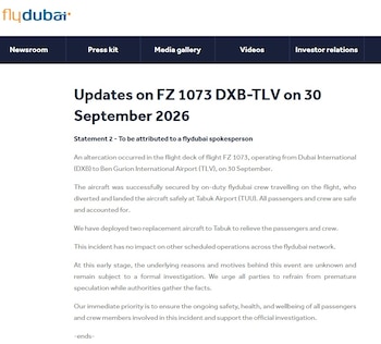 El comunicado de Flydubai