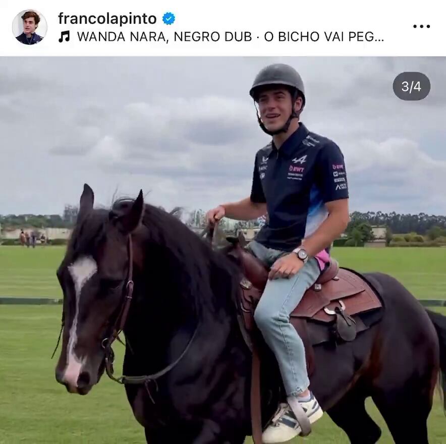 El video de Franco Colapinto con la canción de Wanda Nara, en medio de los mensajes hot de Mauro Icardi y la China Suárez (Instagram)