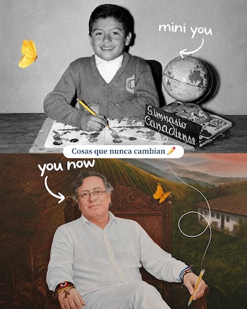 El presidente colombiano hizo una comparación fotográfica de su infancia y de su actualidad en las redes sociales - crédito @gustavopetrourrego/Instagram