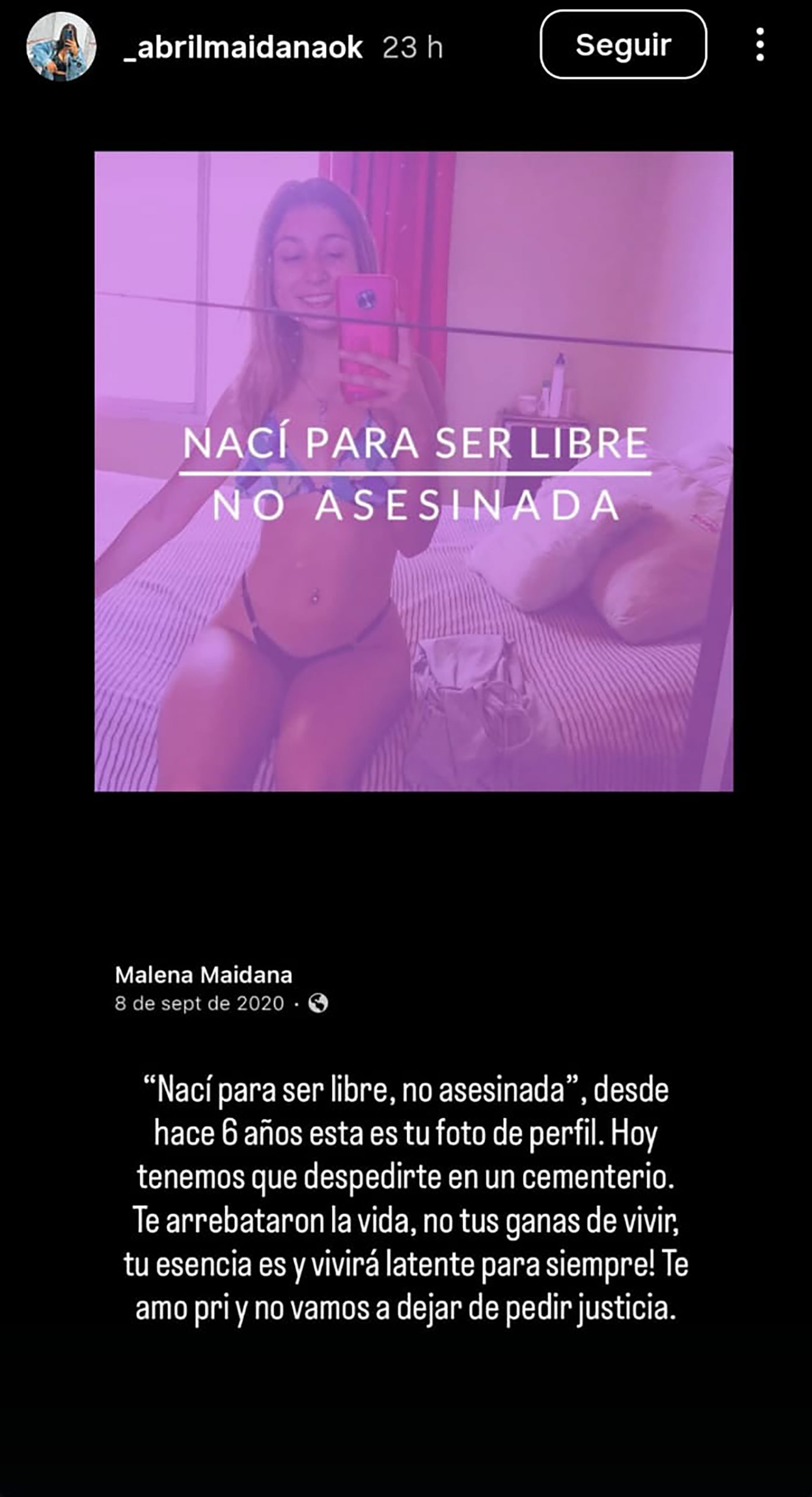 Uno de los posteos de los seres queridos de Maidana.