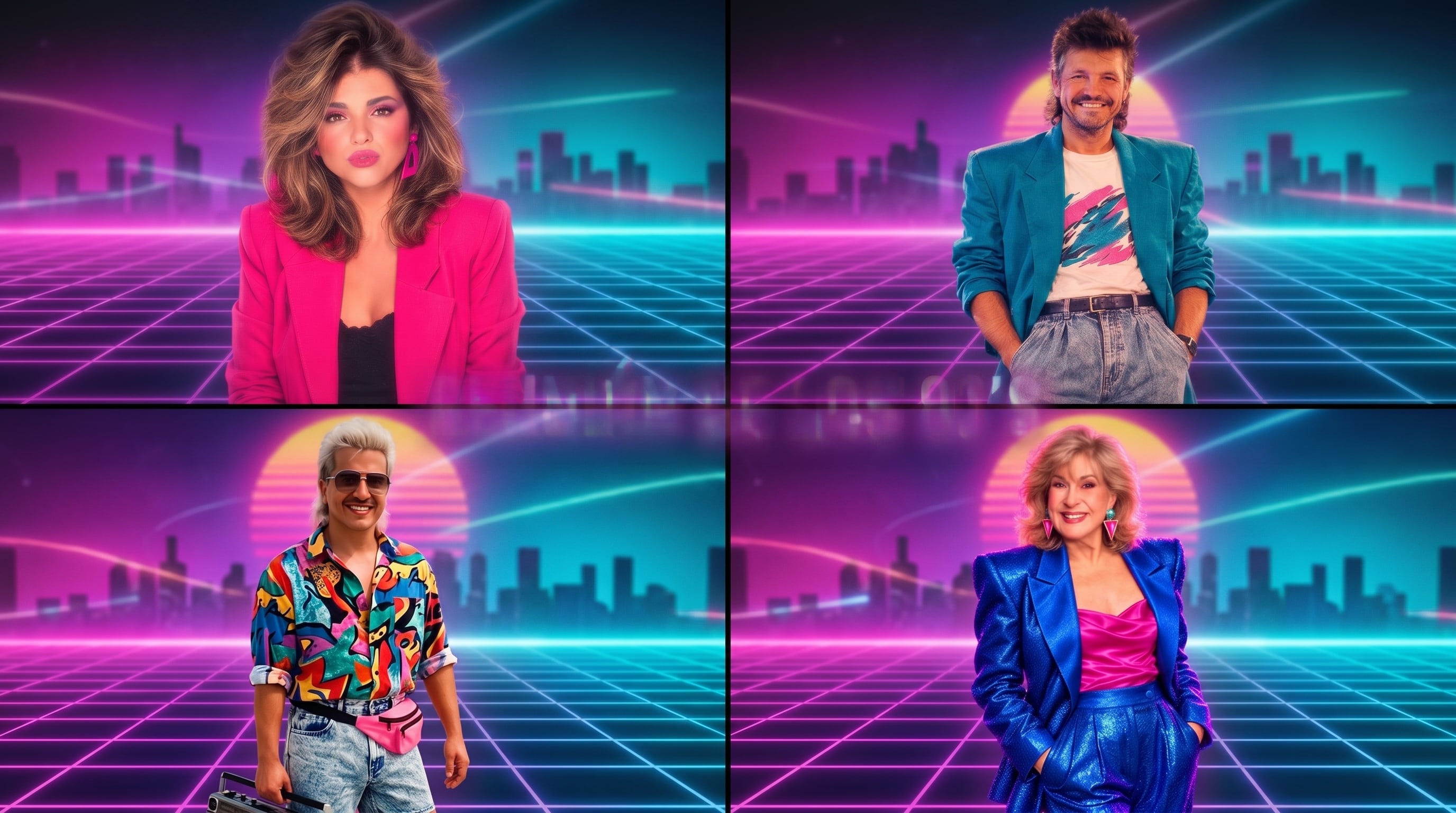 Uno por uno, los famosos del espectáculo argentino se sumaron a la estética de la década de 1980. (Imagen Ilustrativa Infobae)