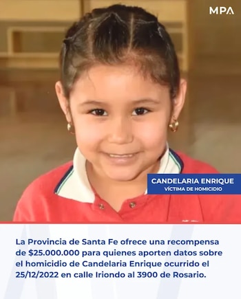 La Fiscalía Regional de Rosario elevó la recompensa para obtener información sobre el caso de Candelaria