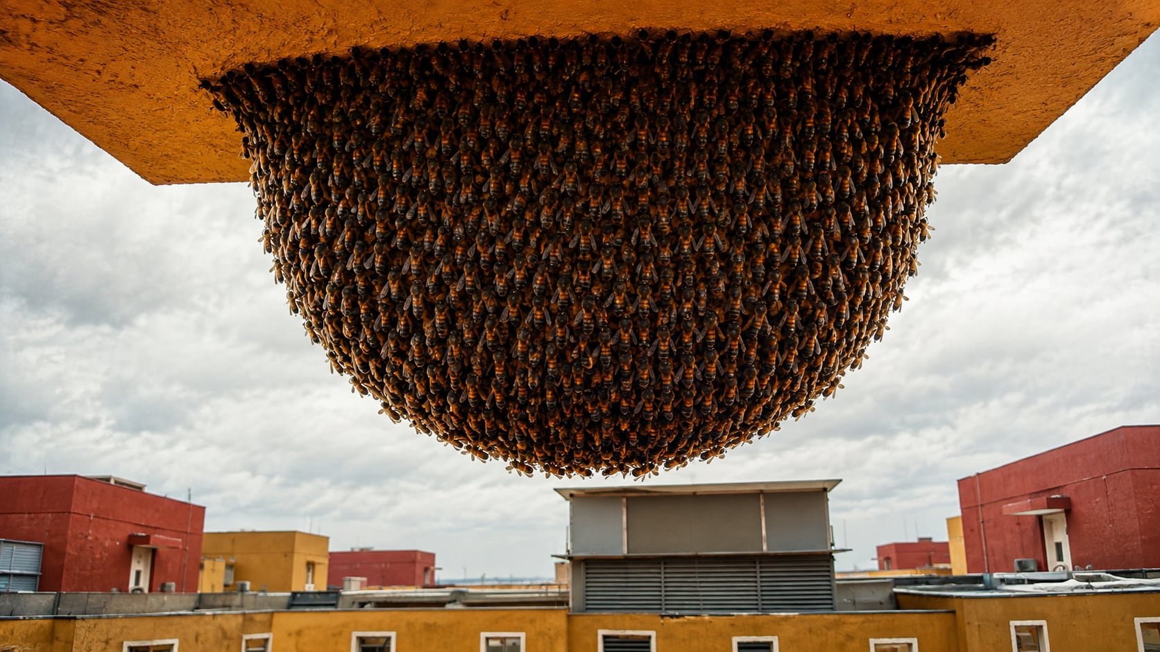 El estudiante descubrió una gran concentración de abejas a pocos metros de la ventana de su habitación (Imagen ilustrativa Infobae/Reddit)