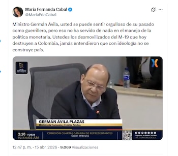 La congresista María Fernanda Cabal criticó al ministro de Hacienda por asegurar que se siente orgulloso de haber sido guerrillero - crédito @MariaFdaCabal/X