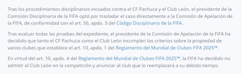 Comunicado de la FIFA sobre